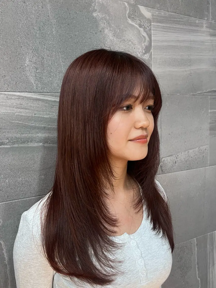 ミディアム レイヤーカット カット トリートメント 山中 欧輔のヘアスタイル