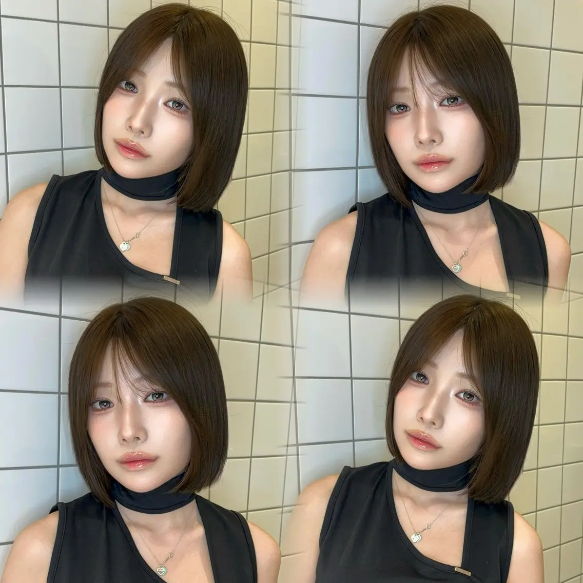 ミディアム カラー ヘアアレンジ ベージュカラー 透明感カラー ボブ 韓国風ヘア ワンホンヘア カット ヘアカラー トリートメント 韓国ヘア/ロー レイヤー/Rumiのヘアスタイル