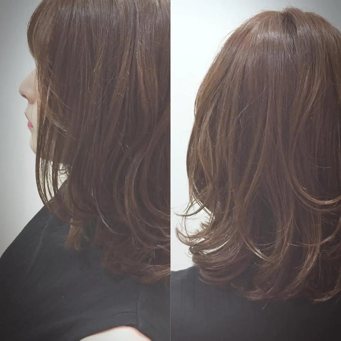 ミディアム カラー 透明感カラー グレージュ 坂本 なつきのヘアスタイル