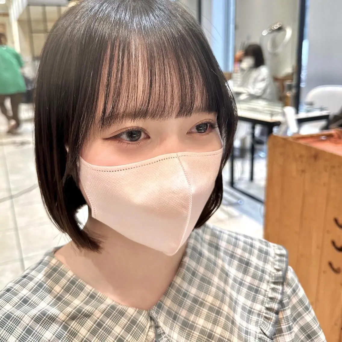 ショート 切りっぱなしボブ ショートボブ ボブ くびれヘア シースルーバング カット ヘアカラー トリートメント 💎小顔前髪&髪質 改善カラー💎片桐のヘアスタイル