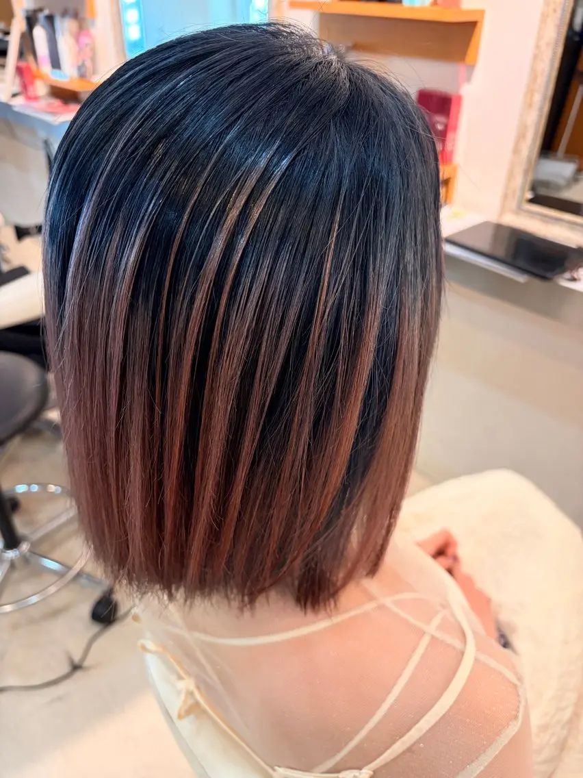 ミディアム カラー バレイヤージュ レイヤーカット 滝口 雪月花のヘアスタイル