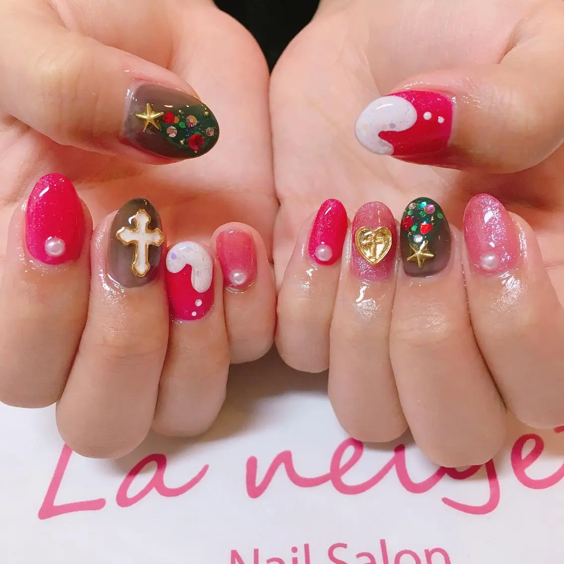 ネイル ハート La neige* yuki 🐩🌙のネイルデザイン