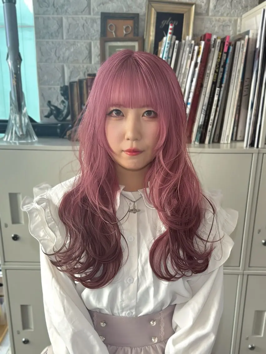 ロング カラー カット ヘアカラー トリートメント ウルフレイヤー エクステ/kokiのヘアスタイル