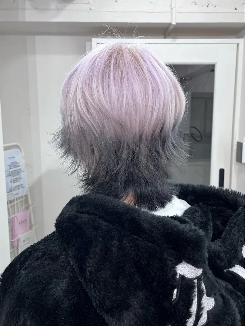 カラー メンズ ヘアカラー トリートメント ヘアセット ♱地雷カラー♱ウルフ ♱ 藍衣 ♱のヘアスタイル