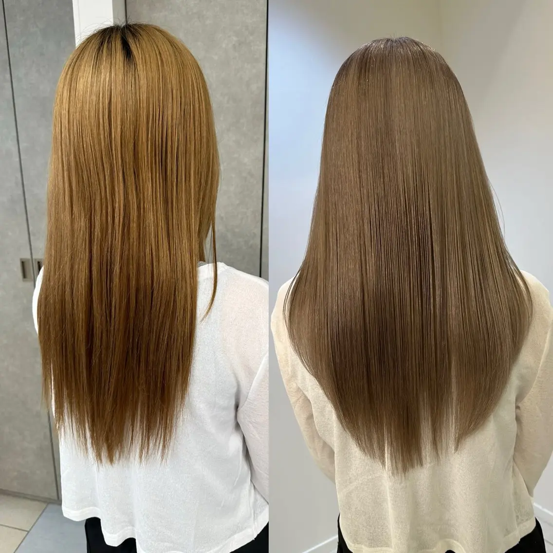 ロング カラー ブリーチ 縮毛矯正 カット ヘアカラー トリートメント 髪質改善/縮毛矯正 /レイヤーカット岡部のヘアスタイル