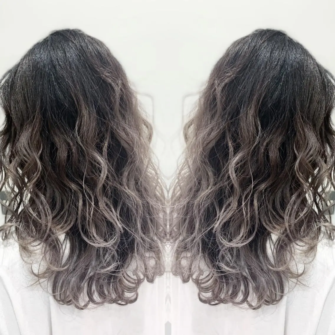 セミロング カラー バレイヤージュ レイヤーカット カット ヘアカラー ブリーチ/バレイヤ ージュ川端裕司のヘアスタイル