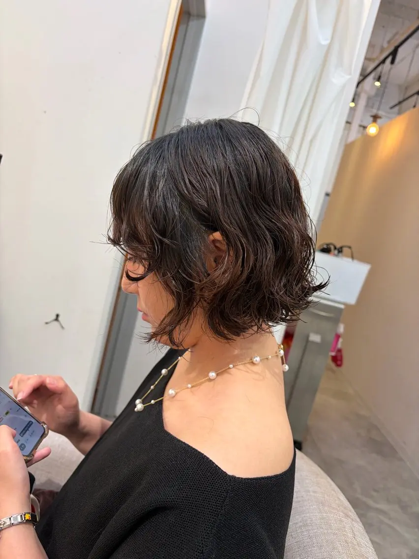 ショート パーマ カット パーマ 梅田ayana 垢抜けベージュ 🎀のヘアスタイル