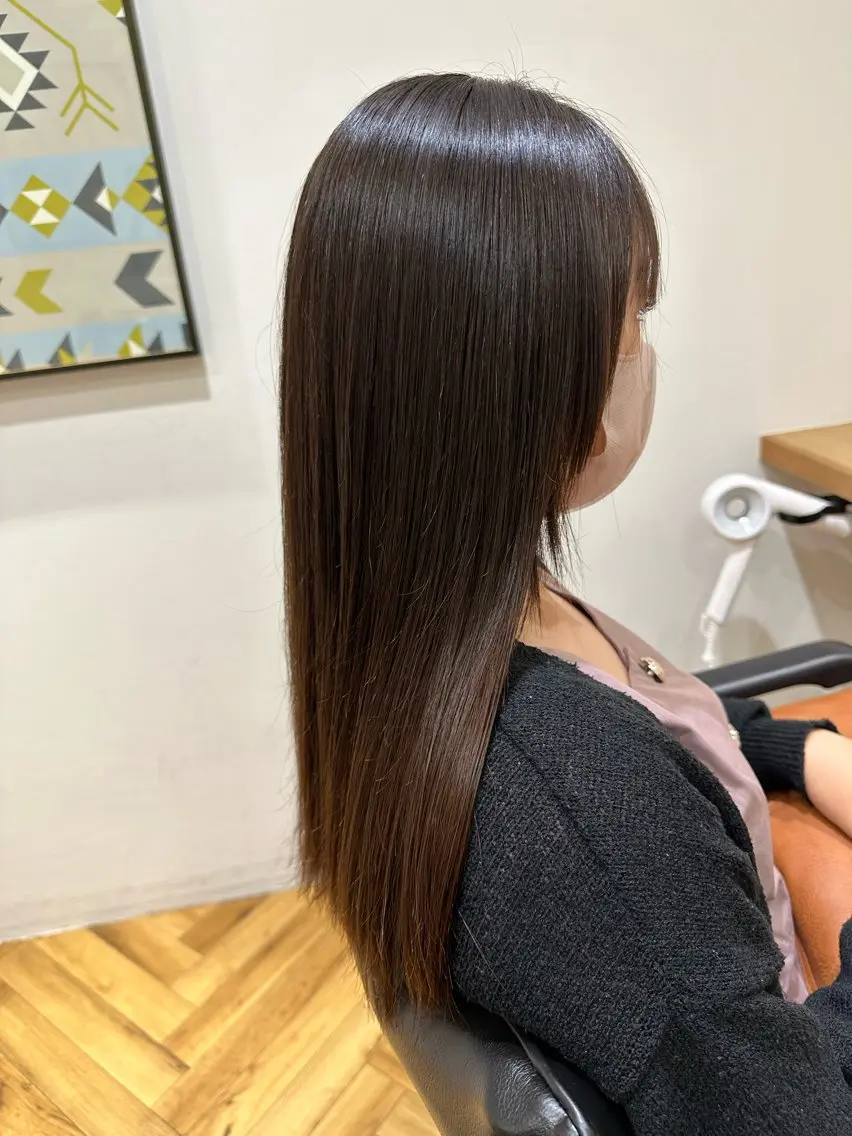ロング 縮毛矯正 織田 ゆみのヘアスタイル