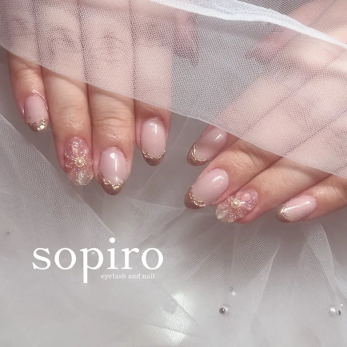 ネイル フレンチネイル ミラーネイル ハンドネイル sopiro miharuのネイルデザイン