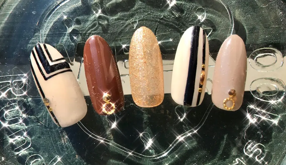 メンズ ネイル べっ甲ネイル ブルー ボルドー グラデーション ニュアンスネイル Tink 横浜のネイルデザイン