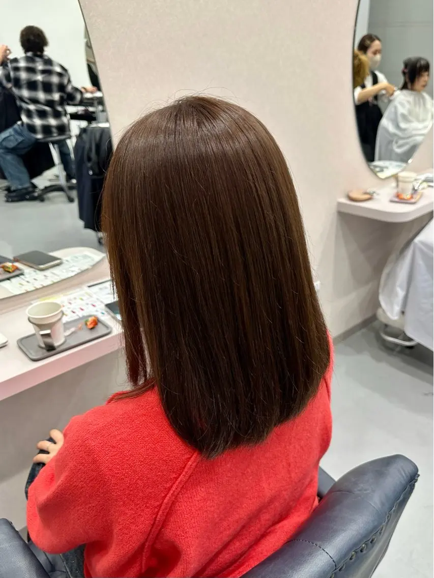 ミディアム オレンジブラウン 🎀レイヤー艶カラー Konatsu🌻のヘアスタイル