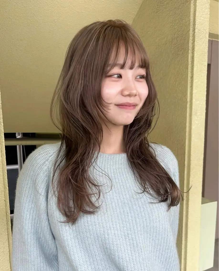 ロング ハッシュカット レイヤーカット カット 似合わせレイヤー ＆縮毛矯正のヘアスタイル