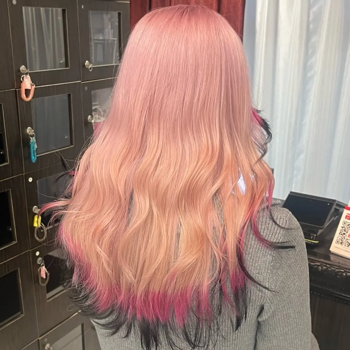 ロング カラー 黒髪 ブリーチ デザインカラー ピンクカラー ホワイトピンク 🫧ハイトーン/ ペールカラー🕊♡雛のヘアスタイル