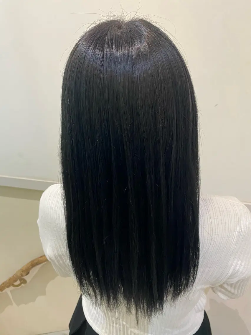 カラー 黒髪 ブルーカラー ブルーブラック 🎈カットモデル募集 中🫧持永優希乃🎀のヘアスタイル