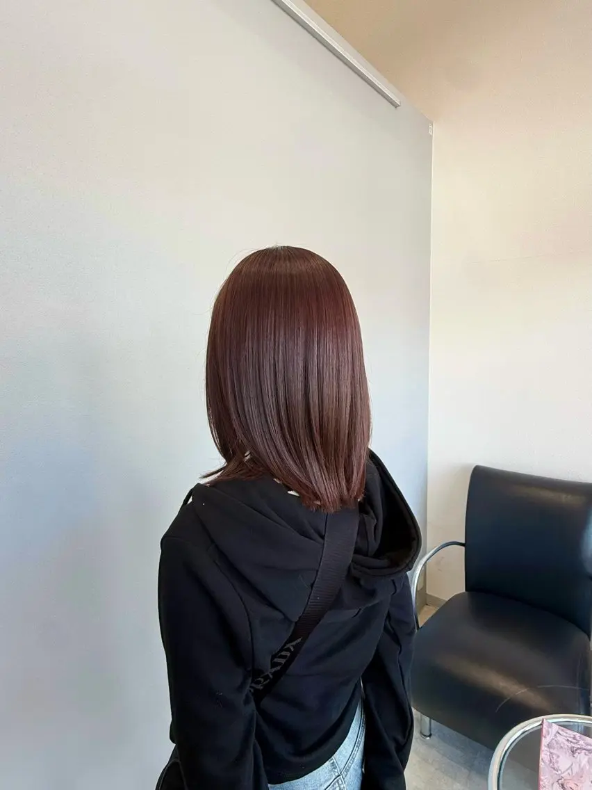 ミディアム ピンクブラウン ヘアカラー 松永 萌々花のヘアスタイル
