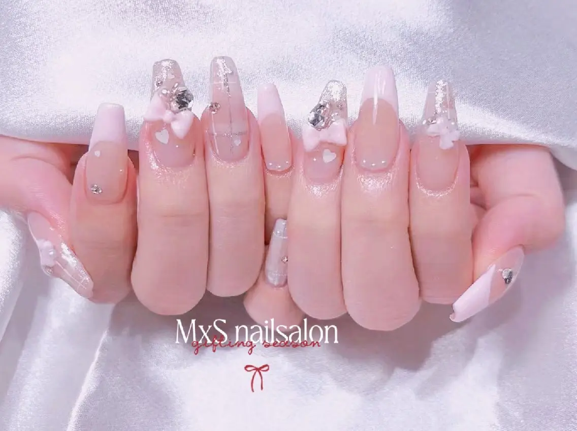 ネイル ジェルネイル 韓国ネイル マグネットネイル パラジェル バレンタイン ハンドネイル M×S Nail みなのネイルデザイン