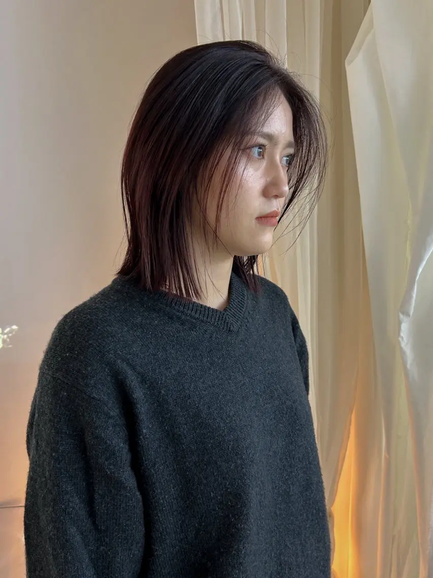 ミディアム カラー ボルドーカラー RINKA 岡崎美容室のヘアスタイル