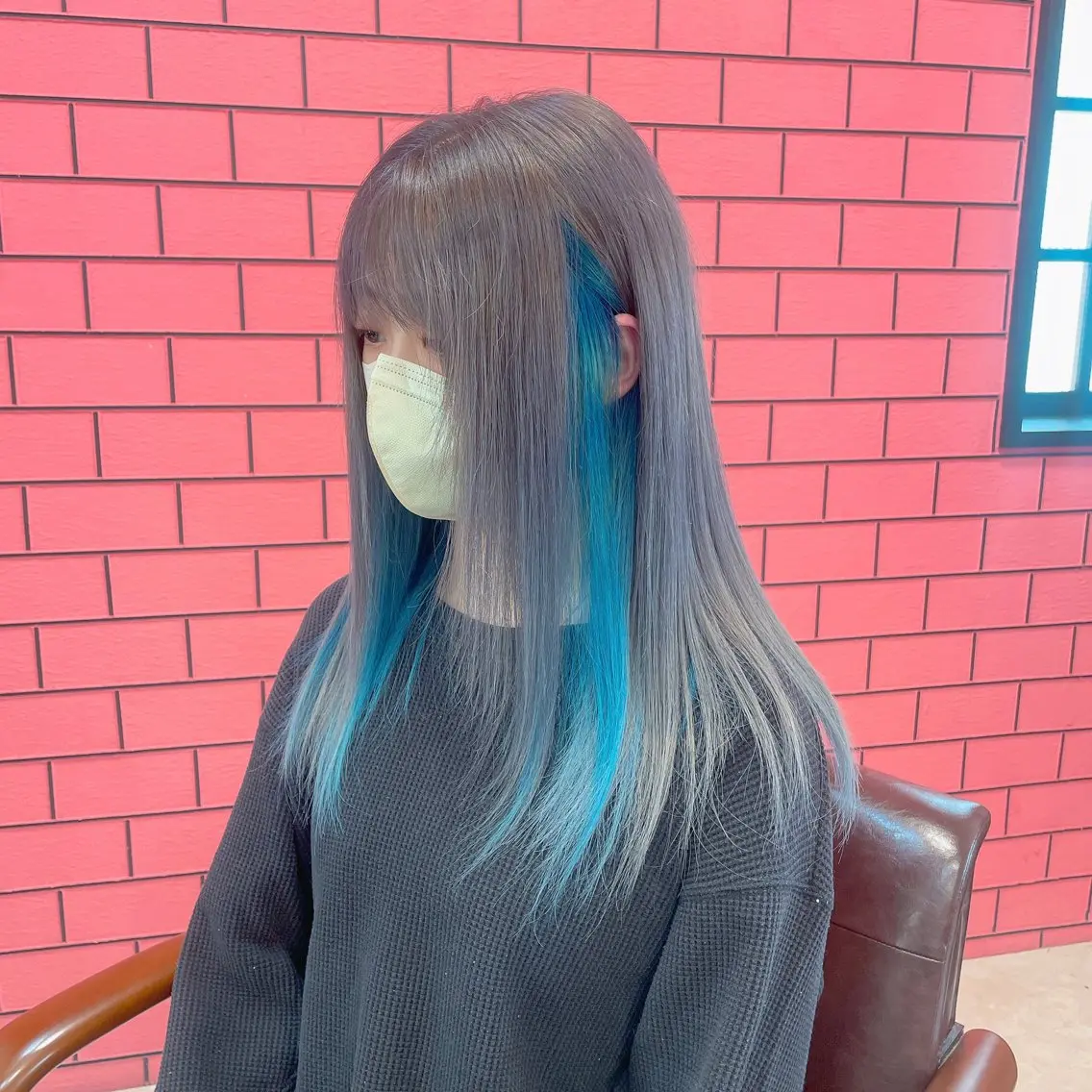 ロング カラー バレイヤージュ ブリーチ ブルーカラー ケアブリーチ ダブルカラー ヘアカラー トリートメント ブリーチの神 KYONのその他イメージ