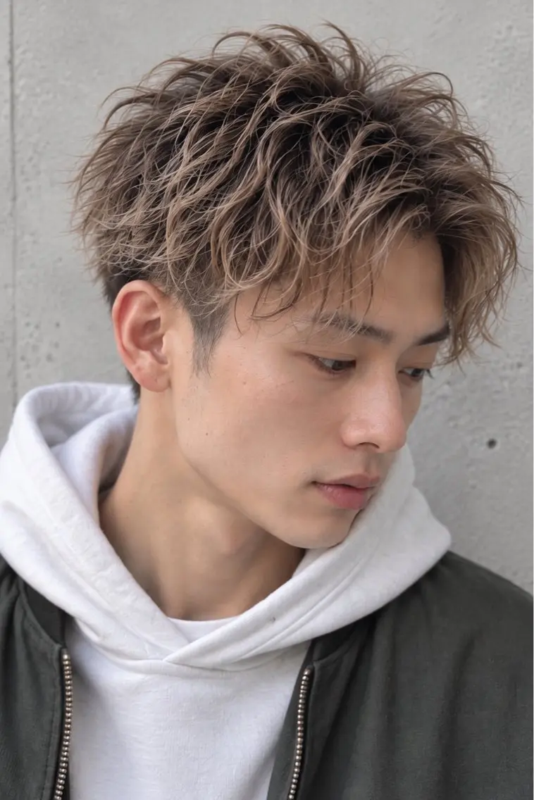 ショート カラー パーマ メンズ カット ヘアカラー ORI. men’s hairのヘアスタイル