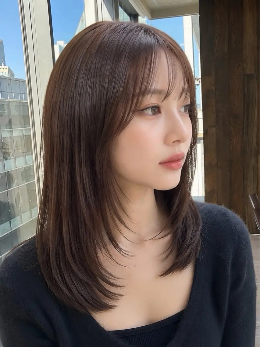 セミロング レイヤーカット カット 透明感カラー/韓国レ イヤー/宮下知也のヘアスタイル