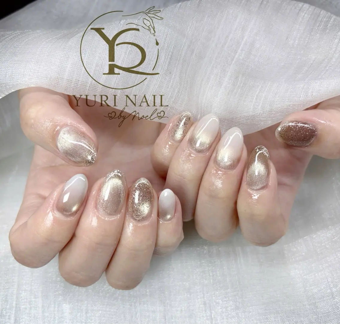 ネイル オーロラネイル ブルー チークネイル フットネイル フレンチネイル ハンドネイル フットネイル ハンドケア YURI Nail Funabashiのネイルデザイン