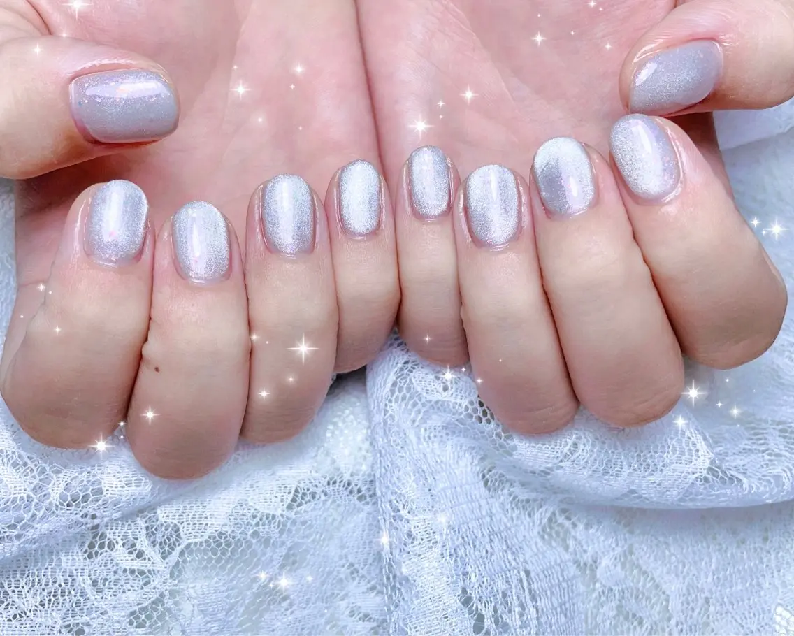 ネイル 氷ネイル・うるうるネイル マグネットネイル ハンドネイル FLARE NAIL フレアネイルのネイルデザイン
