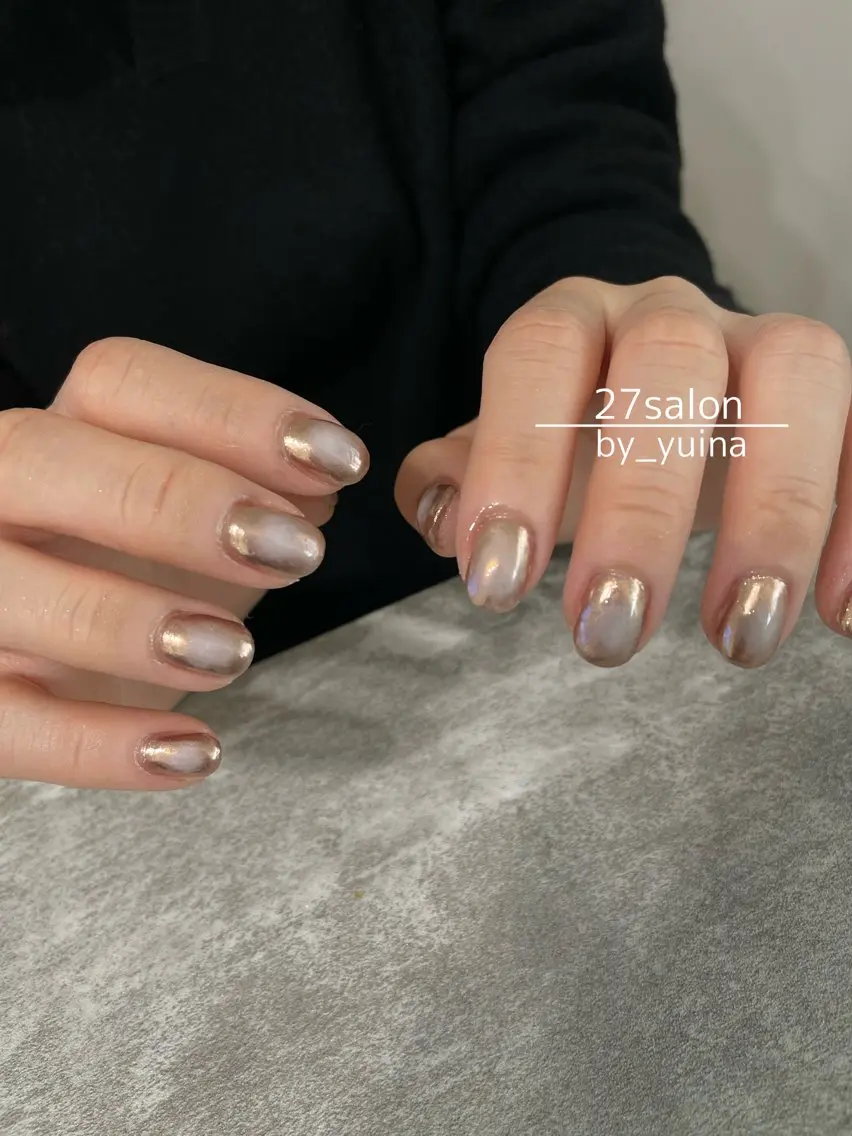 ネイル チークネイル ミラーネイル ハンドネイル 27salon yuinaのネイルデザイン