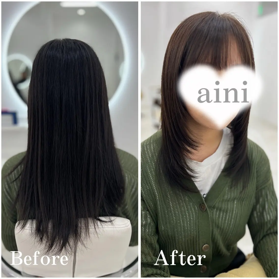 ロング カラー カット ヘアカラー トリートメント ✄﻿aini天王寺 ✄﻿ゆ乃のヘアスタイル