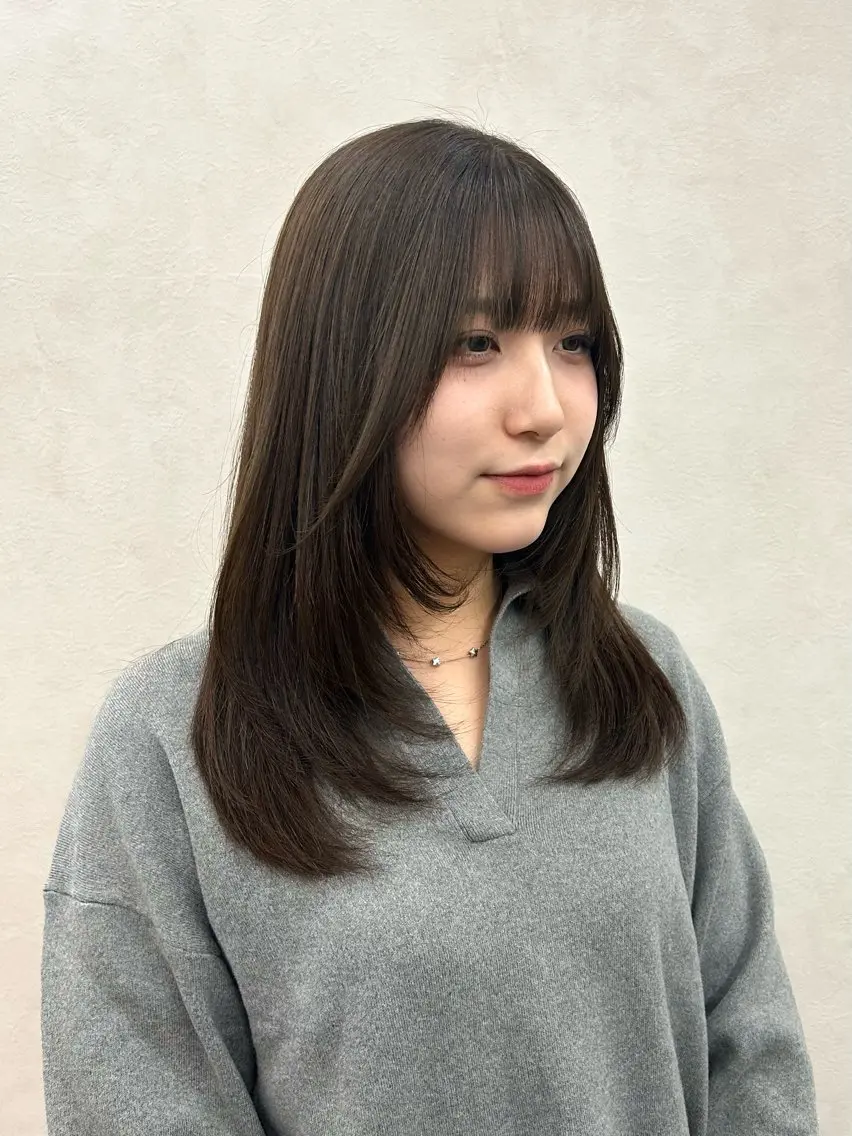 ミディアム カラー カット ヘアカラー トリートメント ヘアセット 🌷横浜/レイヤー /艶カラー🌷のヘアスタイル