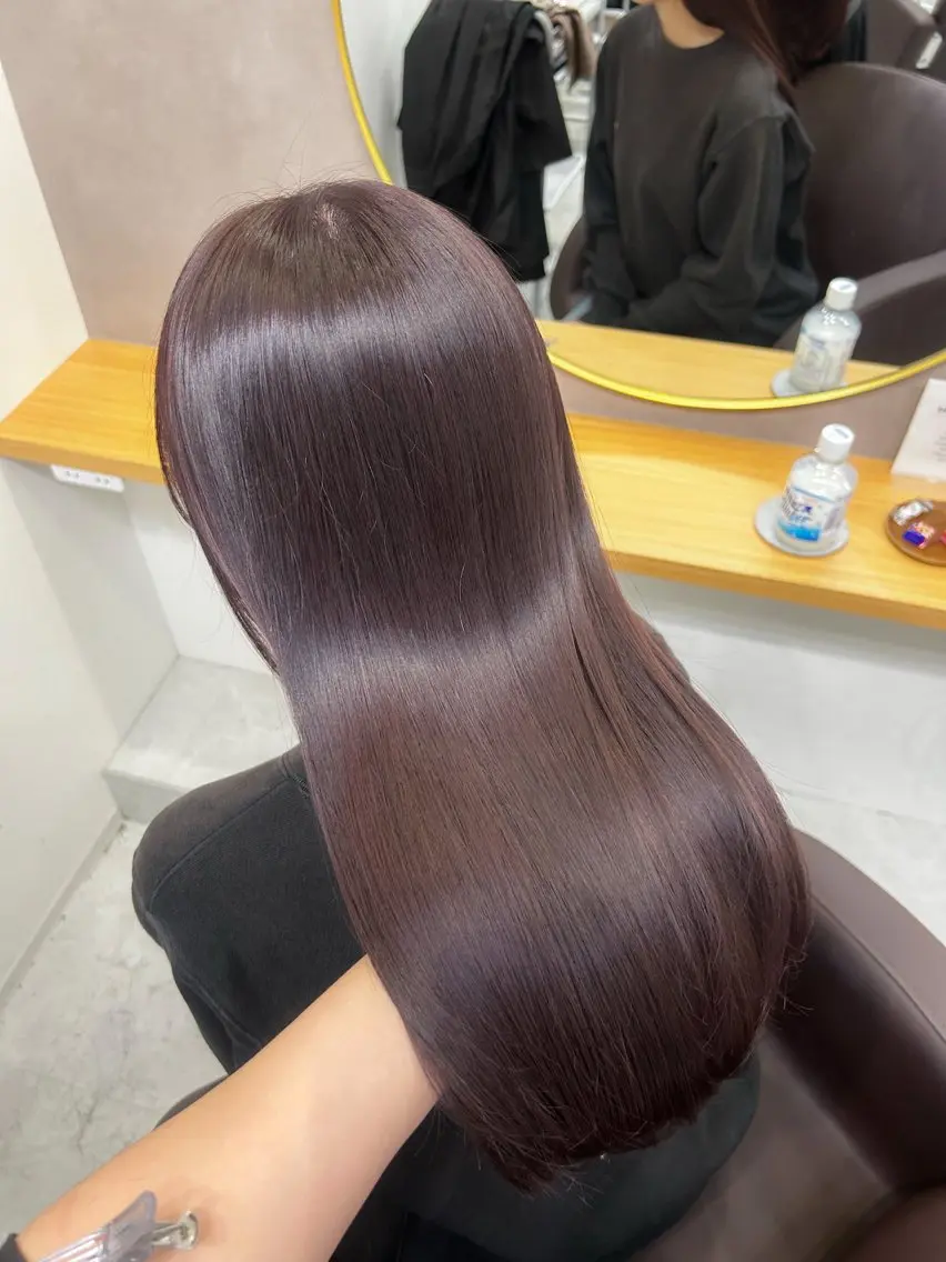 ロング カラー パーマ ヘアアレンジ メンズ ヘアカラー トリートメント ヘアセット ブリーチなしカラー/ ブラウン/レイヤーのヘアスタイル