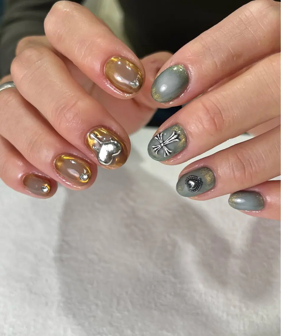 ネイル チークネイル グラデーション ミラーネイル ハンドネイル フットネイル Para Sol nail Maoのネイルデザイン