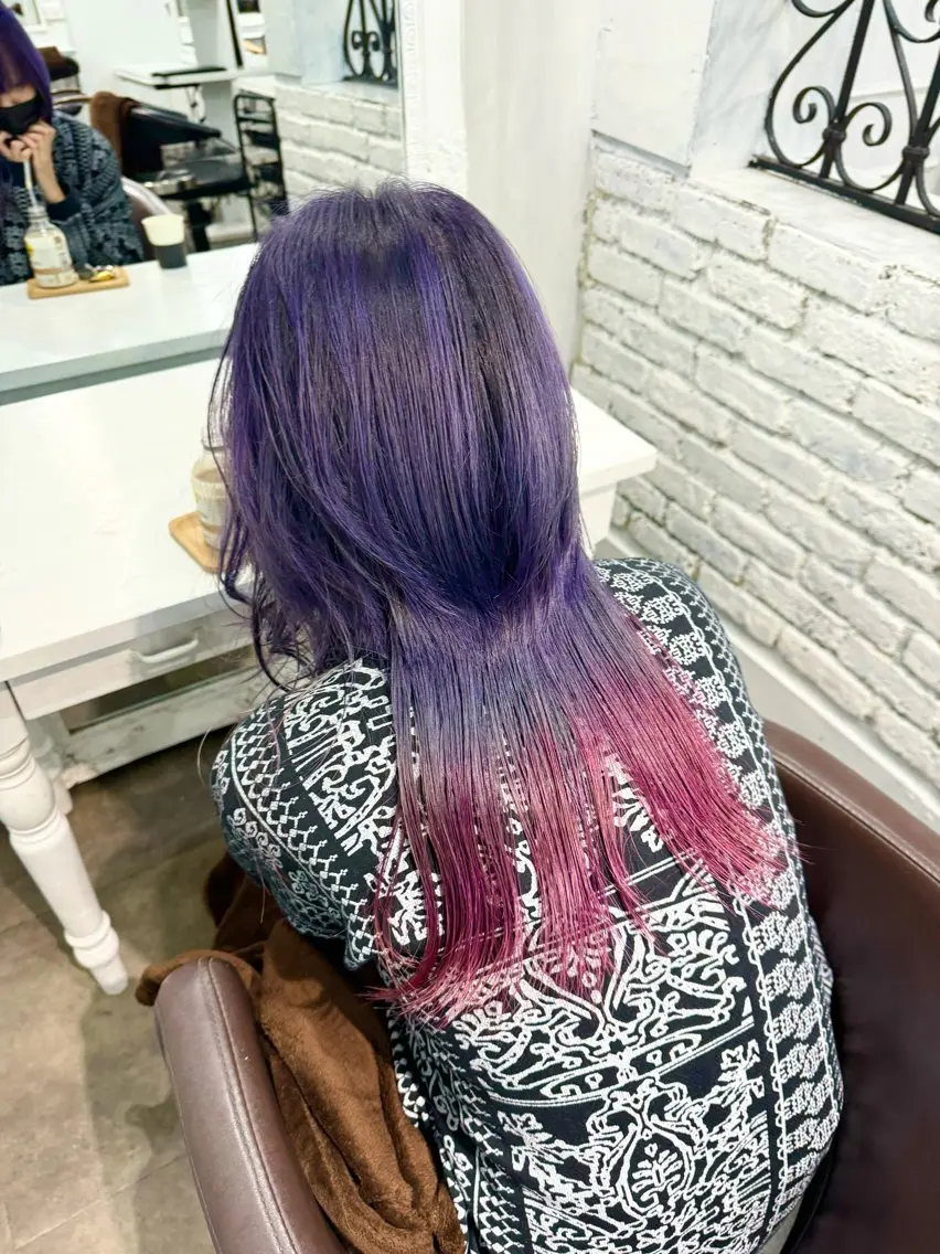ロング カラー バレイヤージュ ミストバング ベージュカラー ブリーチ 抜きっぱなしブロンド 札幌ブリーチカラー/ ダブルカラー/ドイのヘアスタイル