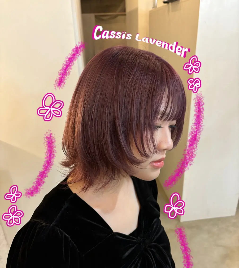 ミディアム カラー ブリーチ カシス ラベンダーカラー 🌼ブリーチ/個性派 ヘアセットMei🌼のヘアスタイル