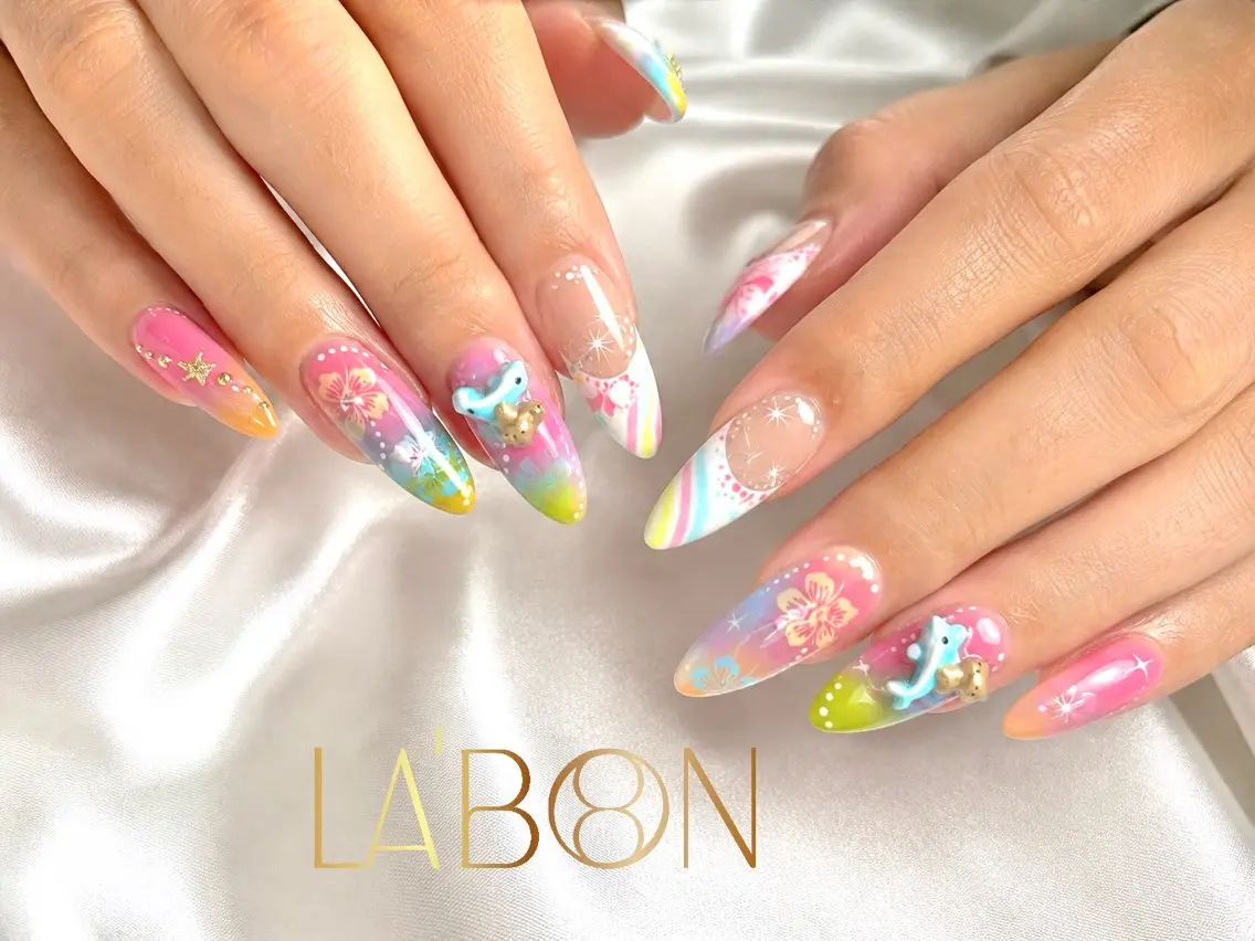 ネイル アートネイル ジェルネイル キラキラネイル 韓国ネイル ロングネイル Labon Nails Artのネイルデザイン