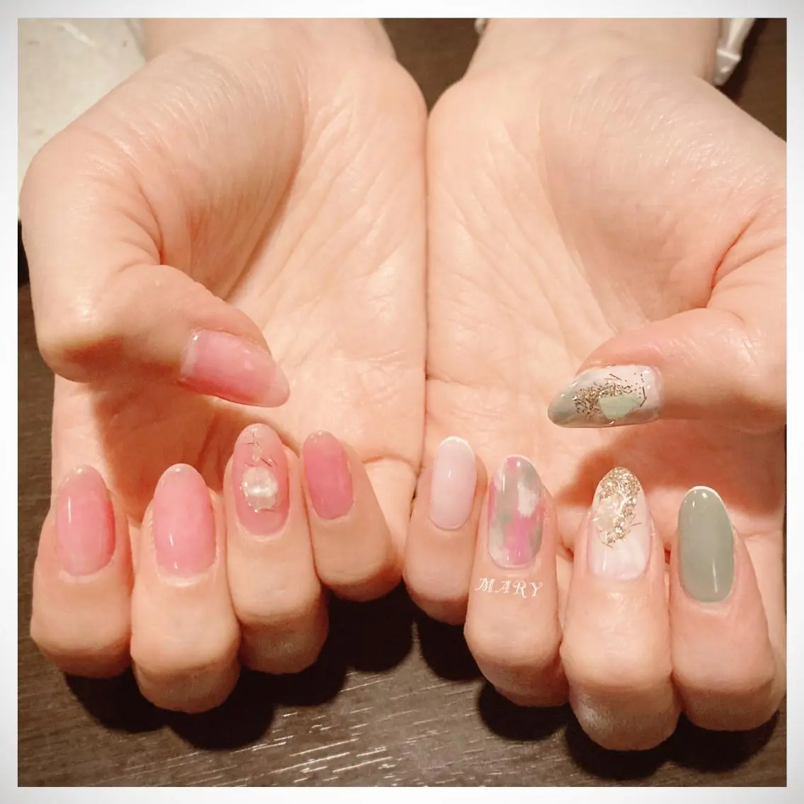 ネイル ニュアンスネイル ワンカラーネイル ピンク ハンドネイル Mary nail .narumiのネイルデザイン