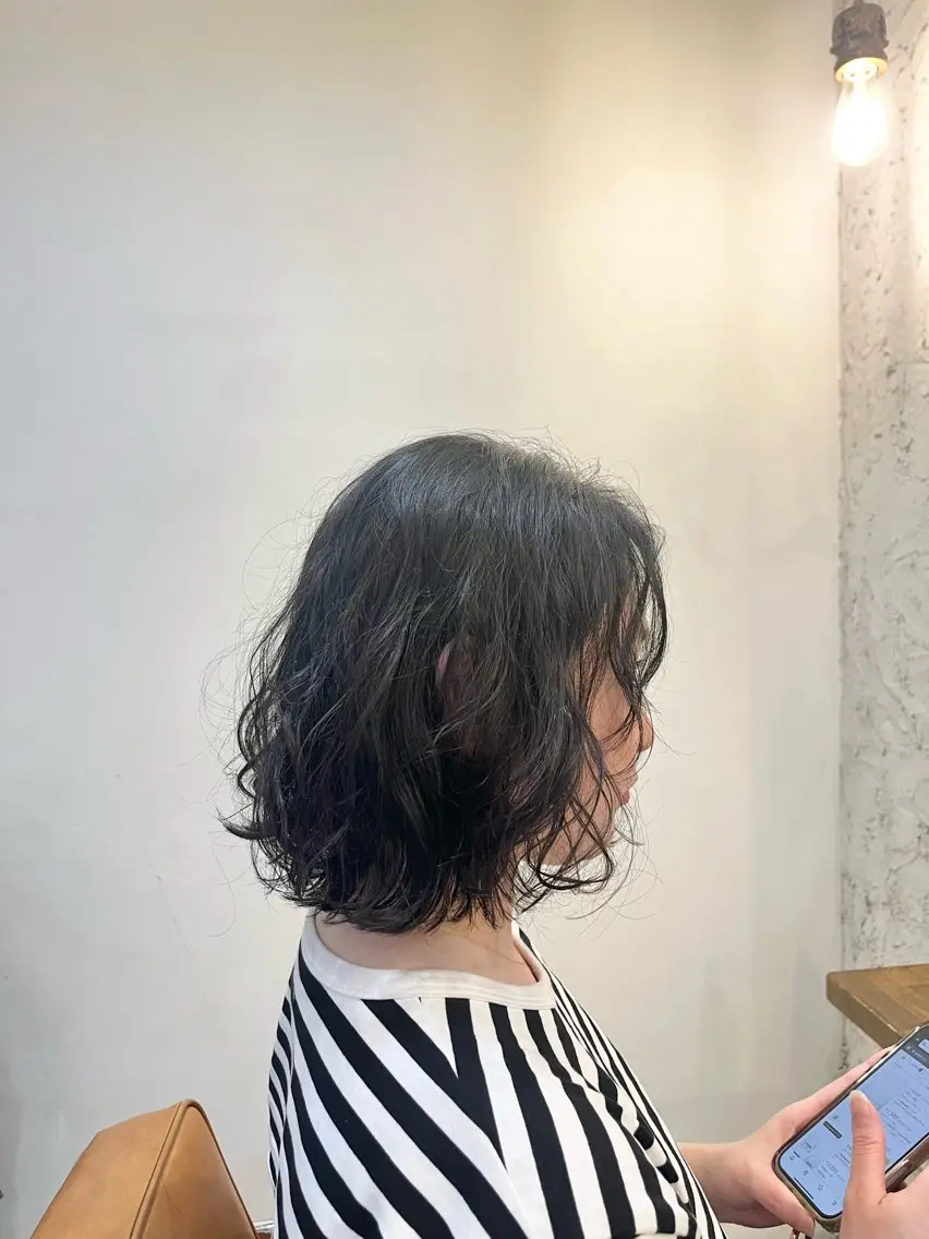 ミディアム パーマ ミディアムパーマ カット パーマ トリートメント よこもり あいのヘアスタイル