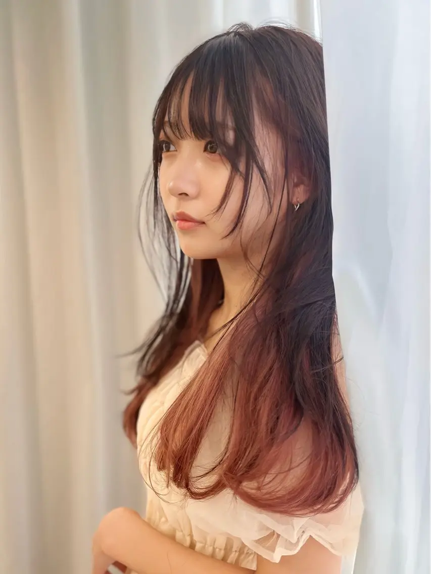 ロング カラー カット ヘアカラー 韓国ハッシュカット/ 新宿/髪質改善/岡崎のヘアスタイル