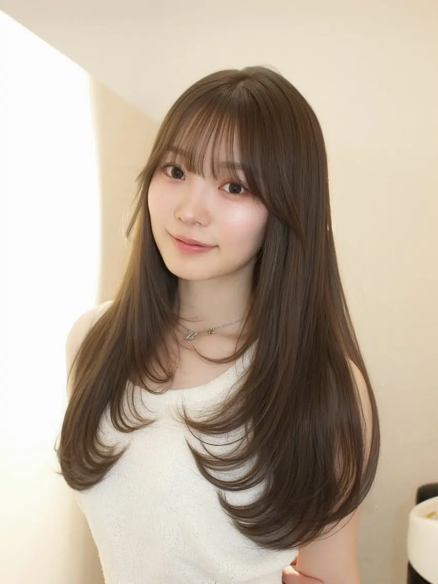 ロング カラー ヘアアレンジ ヘアカラー トリートメント ヘアセット 透け感ベージュ🤎 韓国ヘアtakutoのヘアスタイル