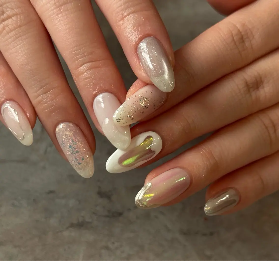 ネイル オーロラネイル ニュアンスネイル ハンドネイル Blé nailのネイルデザイン