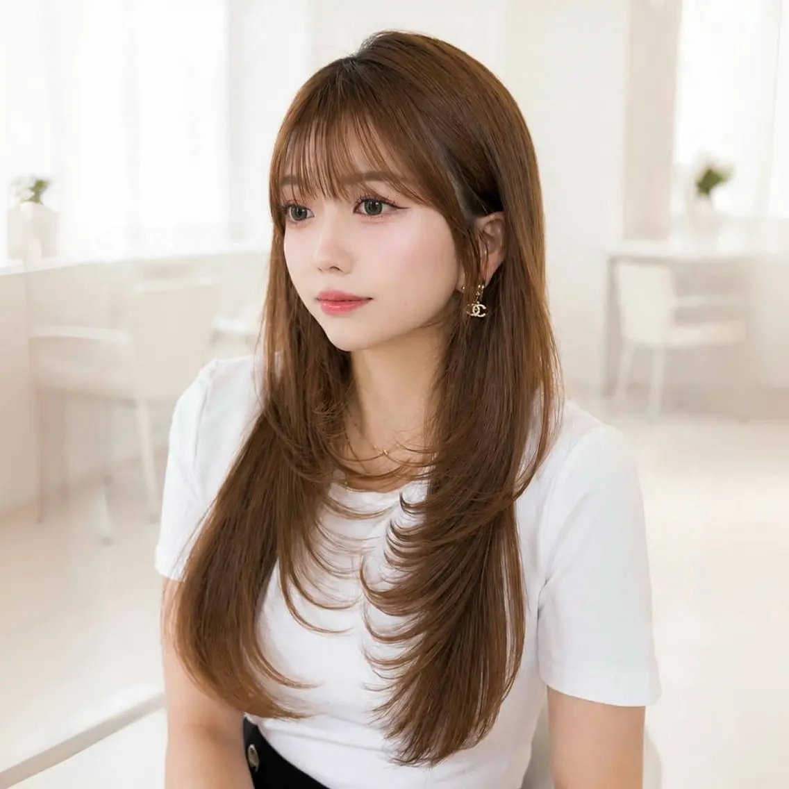 ロング カラー レイヤーカット カット ヘアカラー トリートメント 小顔くびれヘア 顔まわり銀座/さやかのヘアスタイル