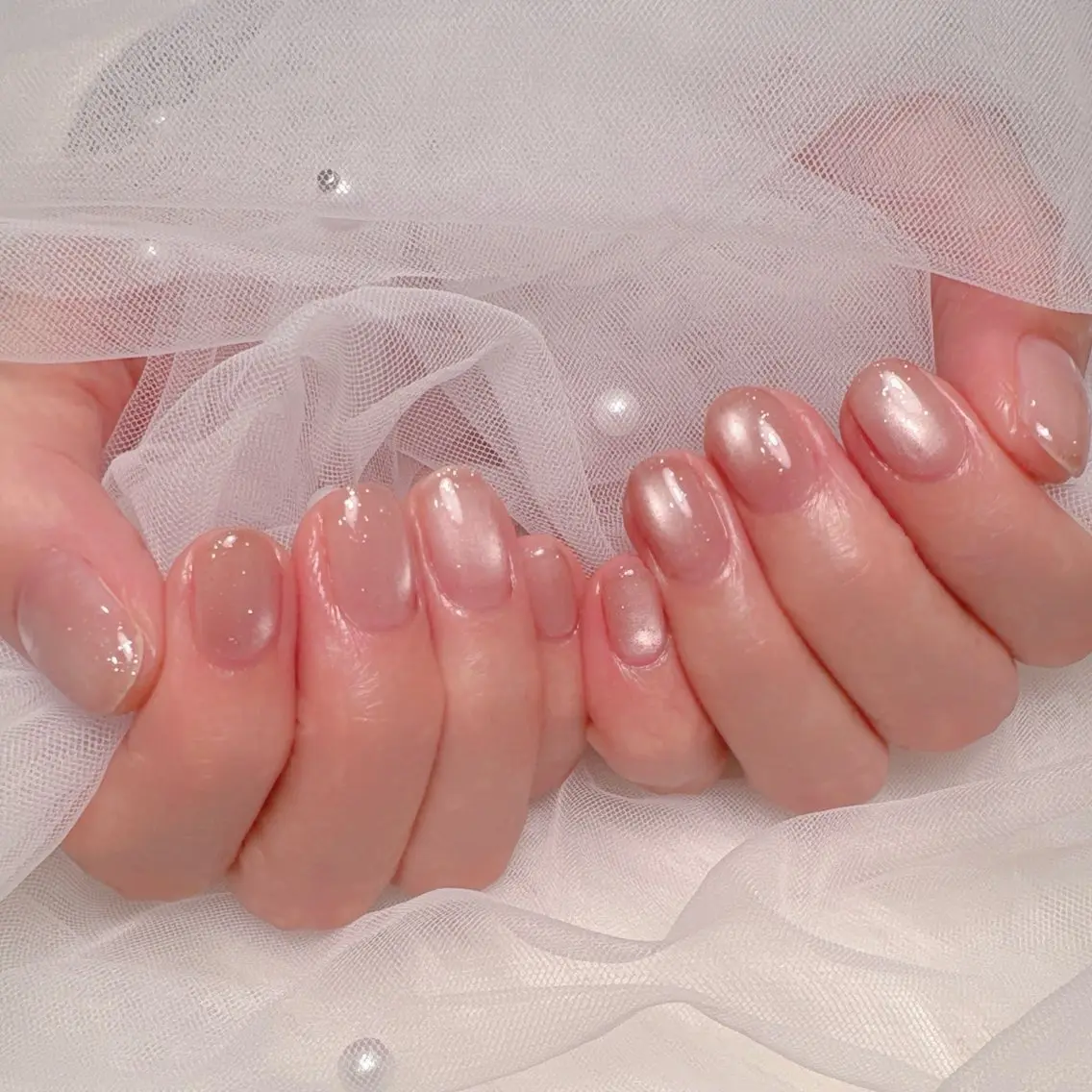 ネイル フラッシュネイル マグネットネイル ピンク ハンドケア mako✿ nailのネイルデザイン