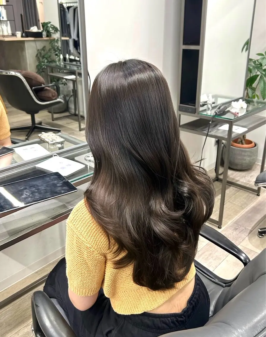 ロング カラー アッシュ アッシュグレー 透明感カラー ヘアカラー トリートメント 西口 陽菜🤍 透明感カラー/艶髪のヘアスタイル