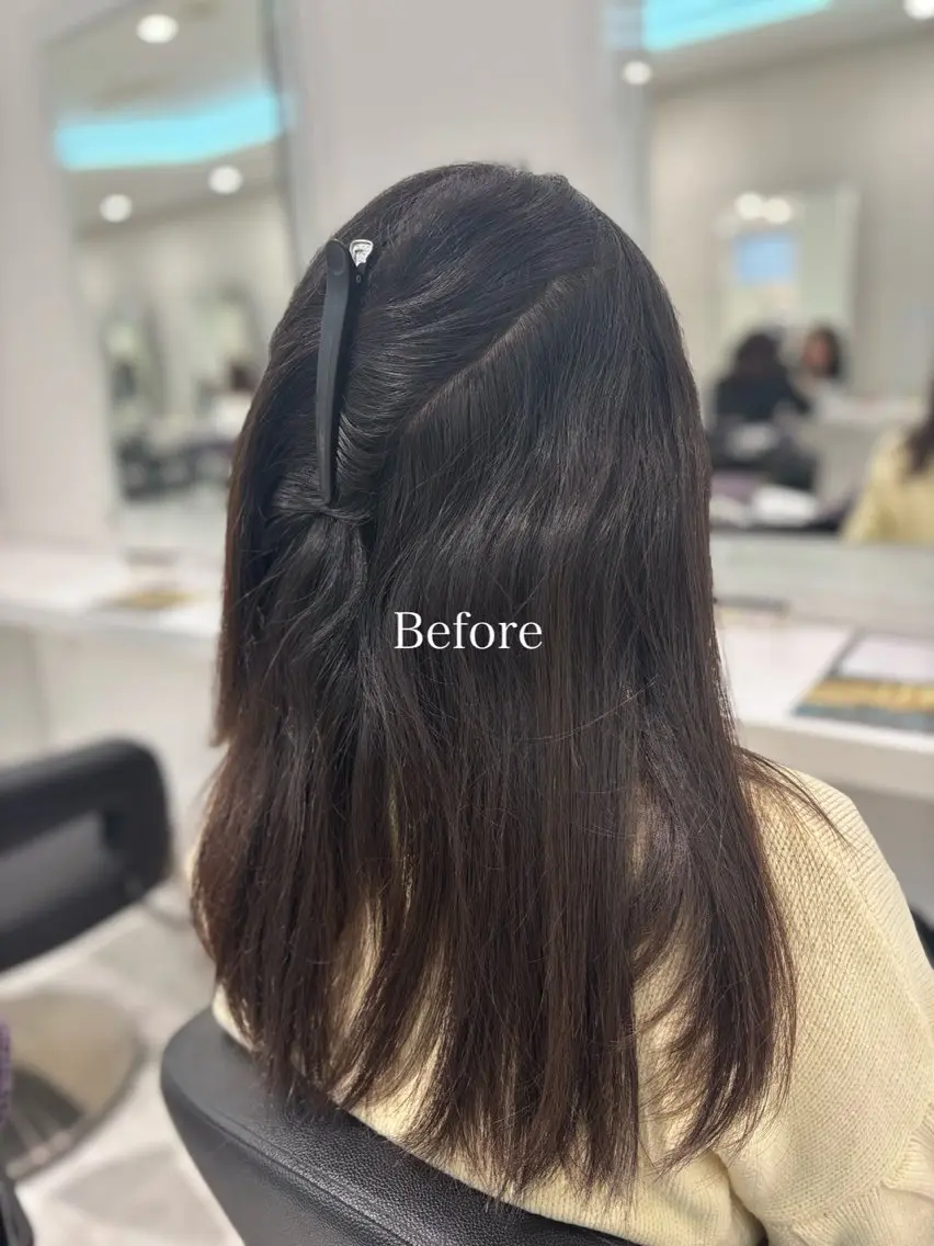 ロング カット 縮毛矯正 トリートメント 流行りの透明感カラー ×縮毛矯正🤍ユウのヘアスタイル