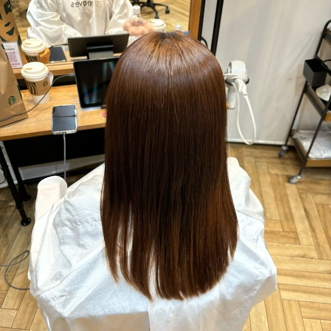 縮毛矯正 (ストレートパーマ) +マルチケアトリートメント●平日、土曜19:30〜の写真