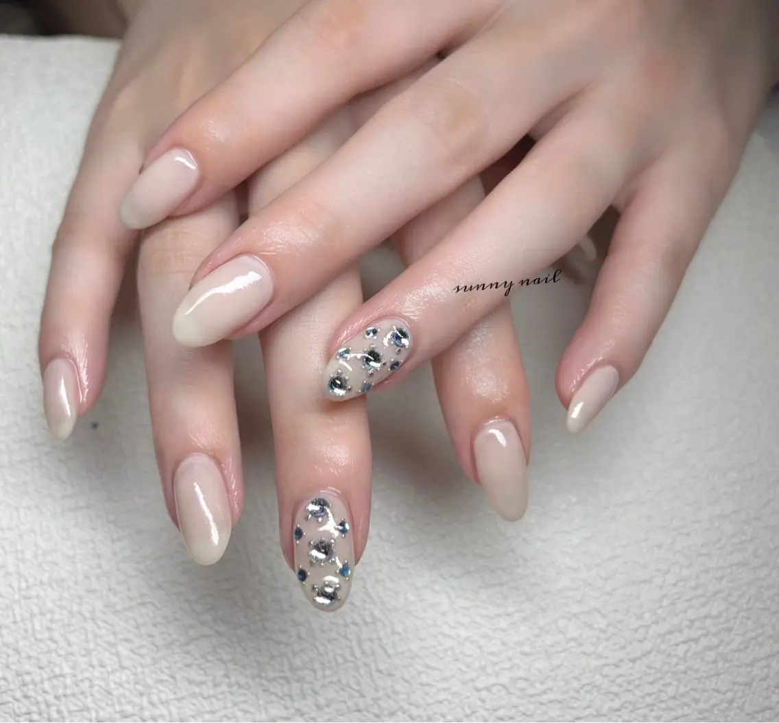 ネイル ブルー ジェルネイル パラジェル sunny nailのネイルデザイン