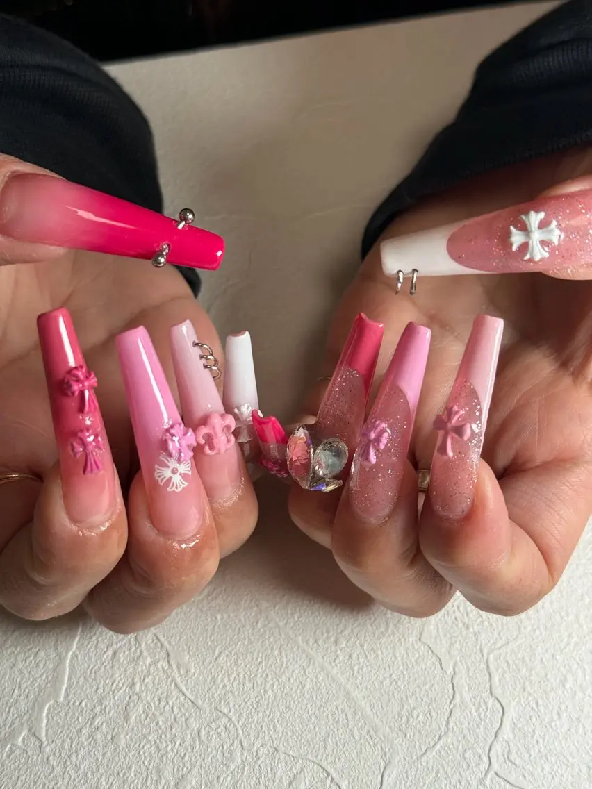 ロング ハンドネイル Latte Nail 十三のネイルデザイン