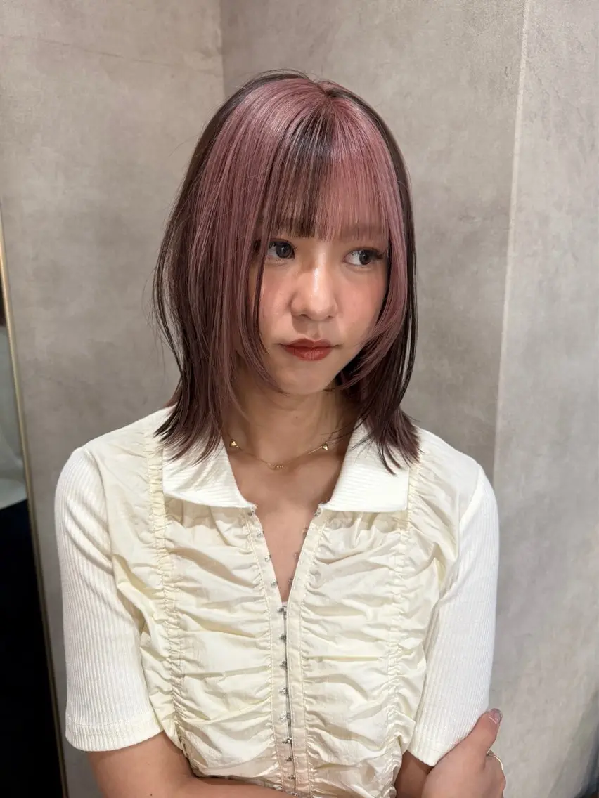 セミロング カラー ブリーチ デザインカラー ヘアカラー トリートメント RIENS aura / ayu ♡のヘアスタイル