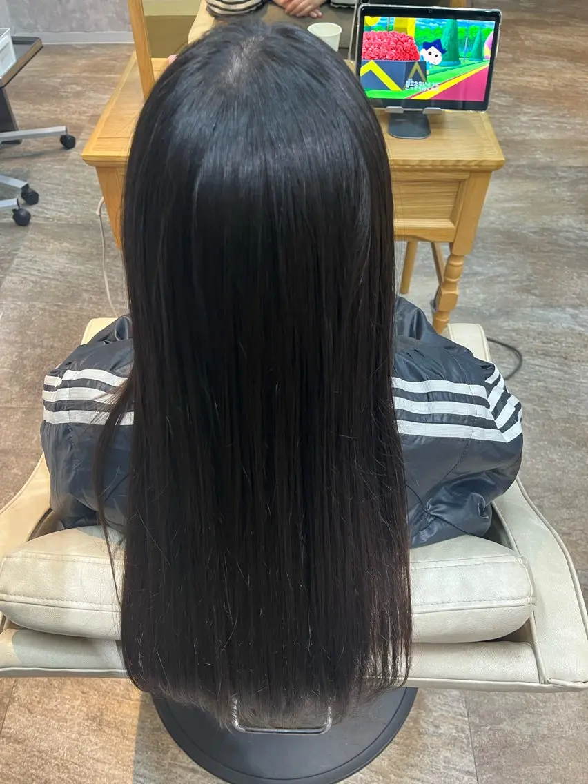 ロング 縮毛矯正 縮毛矯正⚡️カラー いいじまのヘアスタイル