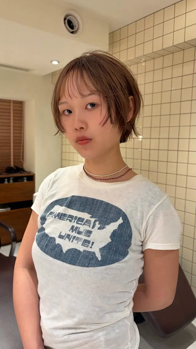 ショート カラー ブリーチ 透明感カラー ヘアカラー ブリーチ×透明感 カラー/楓梨🎀のヘアスタイル