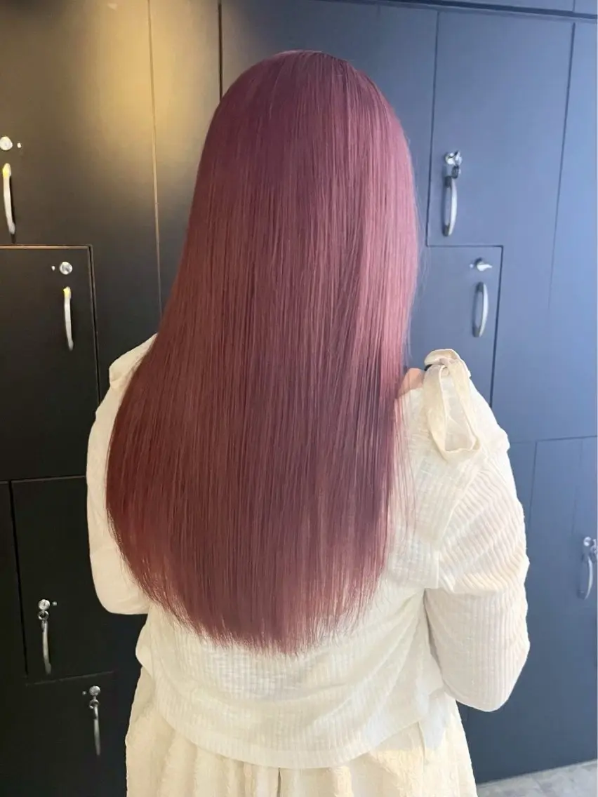 ロング ヘアカラー トリートメント 💗ピンクカラー/ はるか💗のヘアスタイル